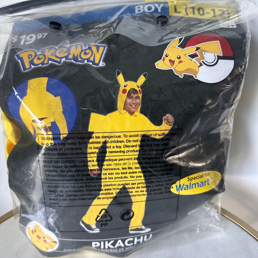 Pokemon Pikachu Yellow Halloween Costume for Kids size L 10-12